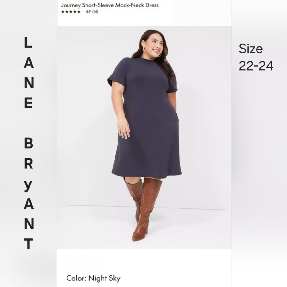 NEW Lane Bryant Short Sleeve Mock-Neck Dress Size 22-24